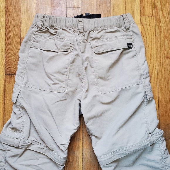 North face men's nylon zip off khaki cargo hiking pants shorts with belt sz S - Picture 9 of 12